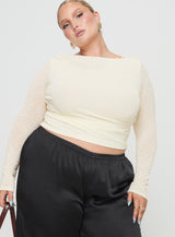 Luvinia Long Sleeve Top Cream Curve