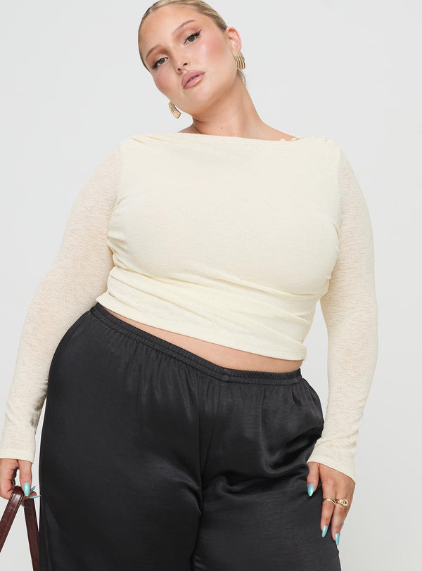 Luvinia Long Sleeve Top Cream Curve