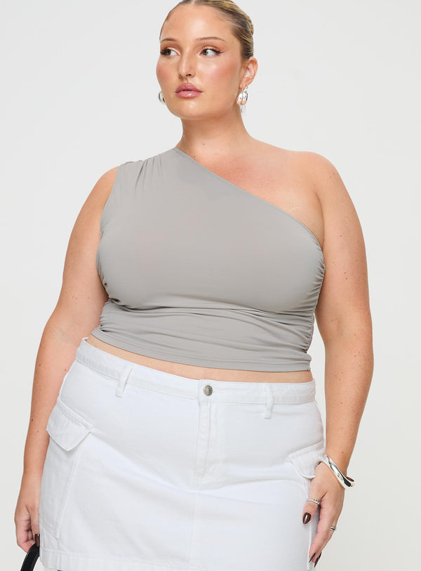 Annem One Shoulder Top Grey Curve