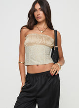 Fire For You Strapless Top Gold