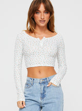 Dermott Long Sleeve Top White
