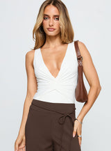 Midnight In Paris Backless Bodysuit White