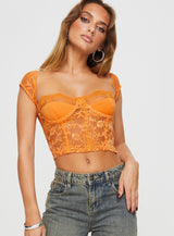 Shakman Lace Top Orange