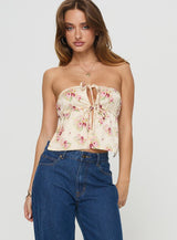 Eithanale Strapless Top Cream / Floral
