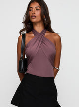 Shoot A Shot Wrap Detail Bodysuit Plum
