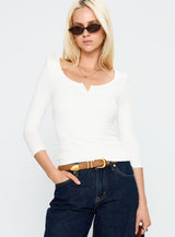 Desirae 3/4 Sleeve Top White