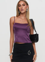 Marcelline Satin Top Plum