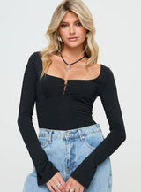 Kirsta Long Sleeve Bodysuit Black