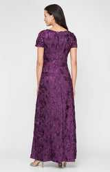 Petite Evelyn Rosette Lace Long Gown