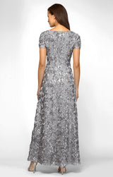 Petite Evelyn Rosette Lace Long Gown