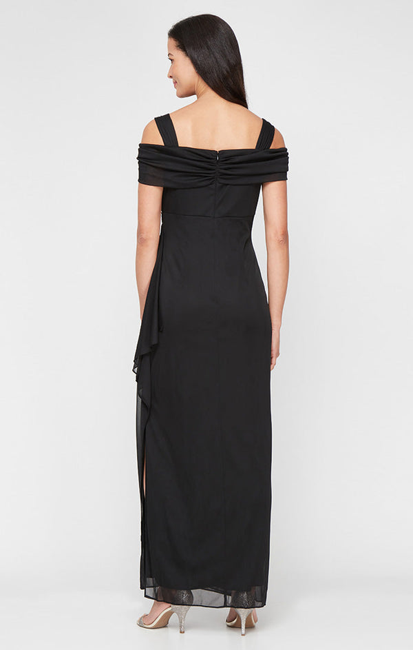 Lindsay Cold Shoulder Mesh Gown