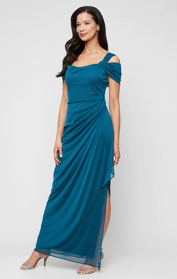 Lindsay Cold Shoulder Mesh Gown