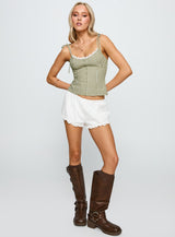 Dalanie Tie Strap Top Green Check