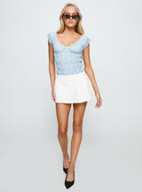 Ahead Of Myself Off Shoulder Bodysuit Blue Stripe