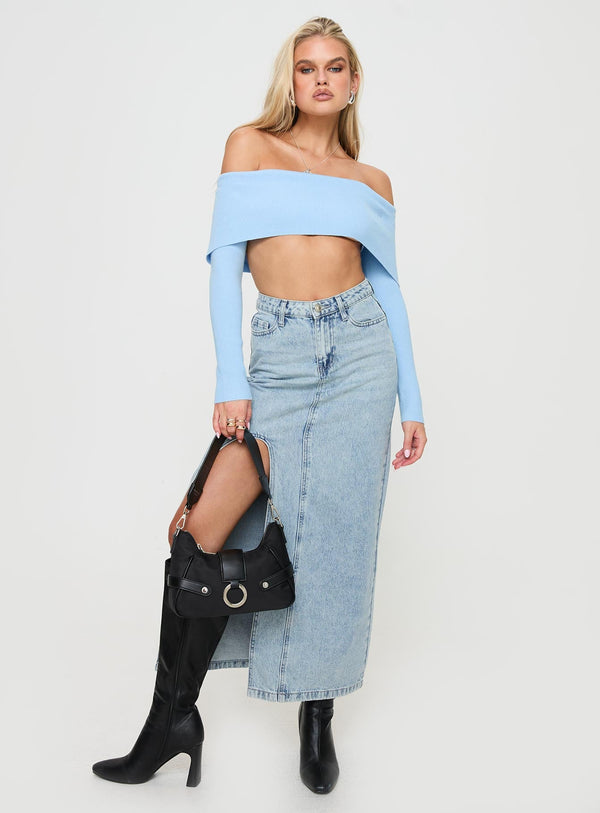Hardele Off The Shoulder Top Blue