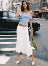 Murmur Off Shoulder Top Blue