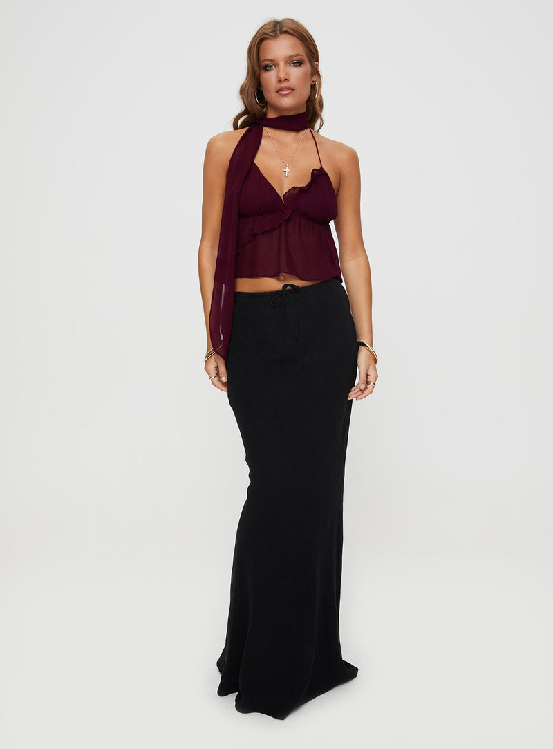Demi Frill Top Burgundy