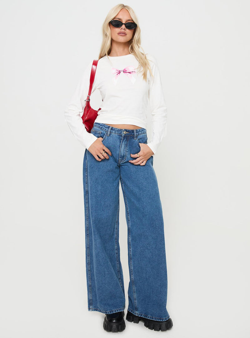 Bow Baby Long Sleeve Top White