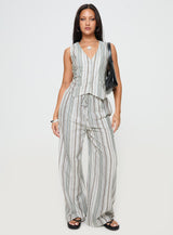 Flutters Vest Top White / Blue Stripe