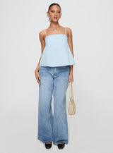 Trapeze Strapless Top Blue
