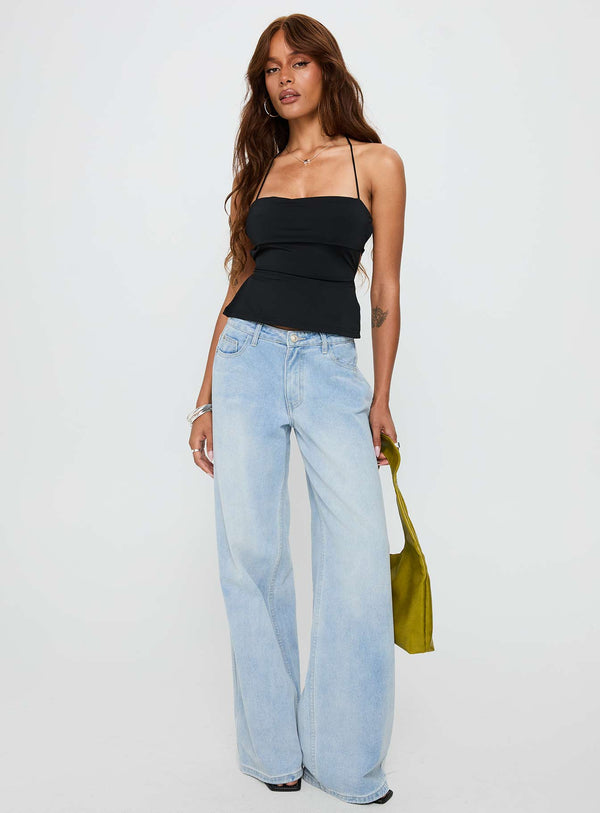 In The End Tie Back Top Black