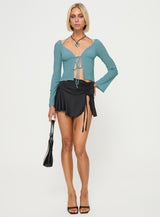 Chantria Long Sleeve Halter Top Blue
