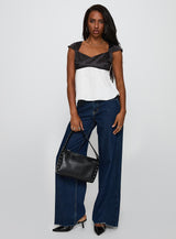 Think About It Cap Sleeve Top Black / White