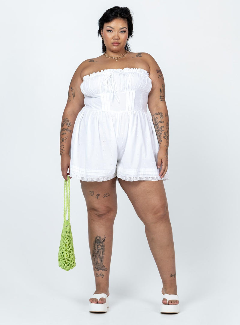 VIP Strapless Romper White Curve