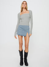 Gleeson Square Neck Long Sleeve Top Grey