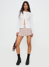 Streep Crochet Top White