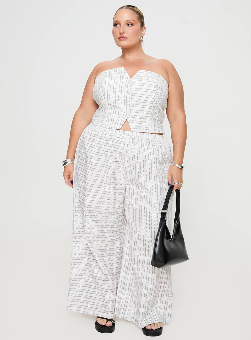 Freddle Strapless Top White Stripe Curve
