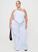 Collied Asymmetric Top Blue / White Stripe Curve