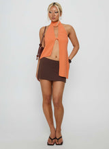 Rhevena Plunge Backless Top Orange