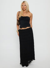 Brownie Points Lace Trim Strapless Top Black