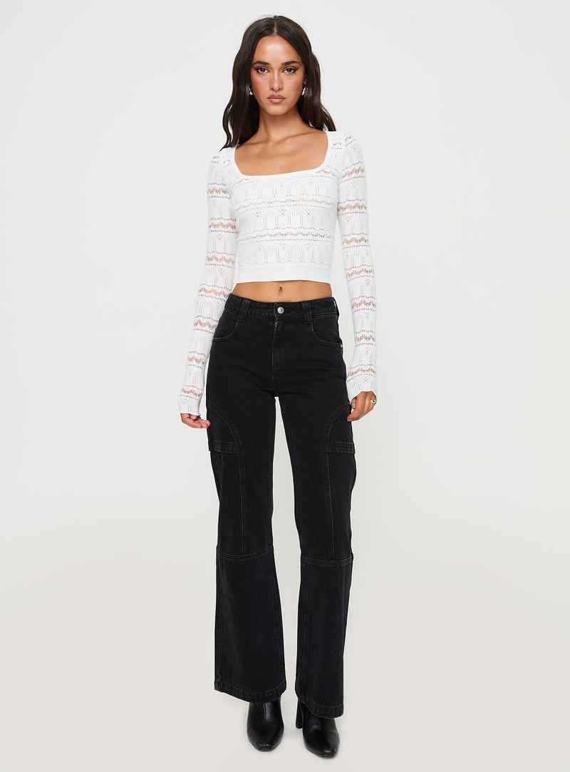 Valor Long Sleeve Knit Top White