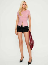 Are We Clear Button Up Top Pink