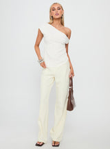 Kaylani One Shoulder Drape Top White
