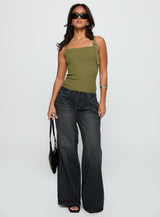 Bare It All Buckle Detail Top Green
