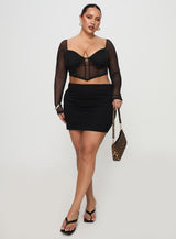 Maranta Long Sleeve Top Black Curve