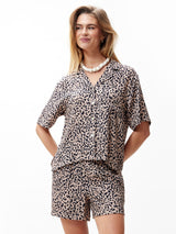 Pull On Leopard Shorts - Sesame