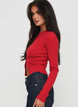 Suzu Long Sleeve Knit Top Red