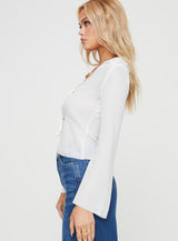 Frelle Long Sleeve Tie Top White