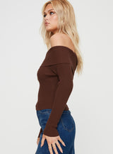 Infinity Off The Shoulder Top Brown