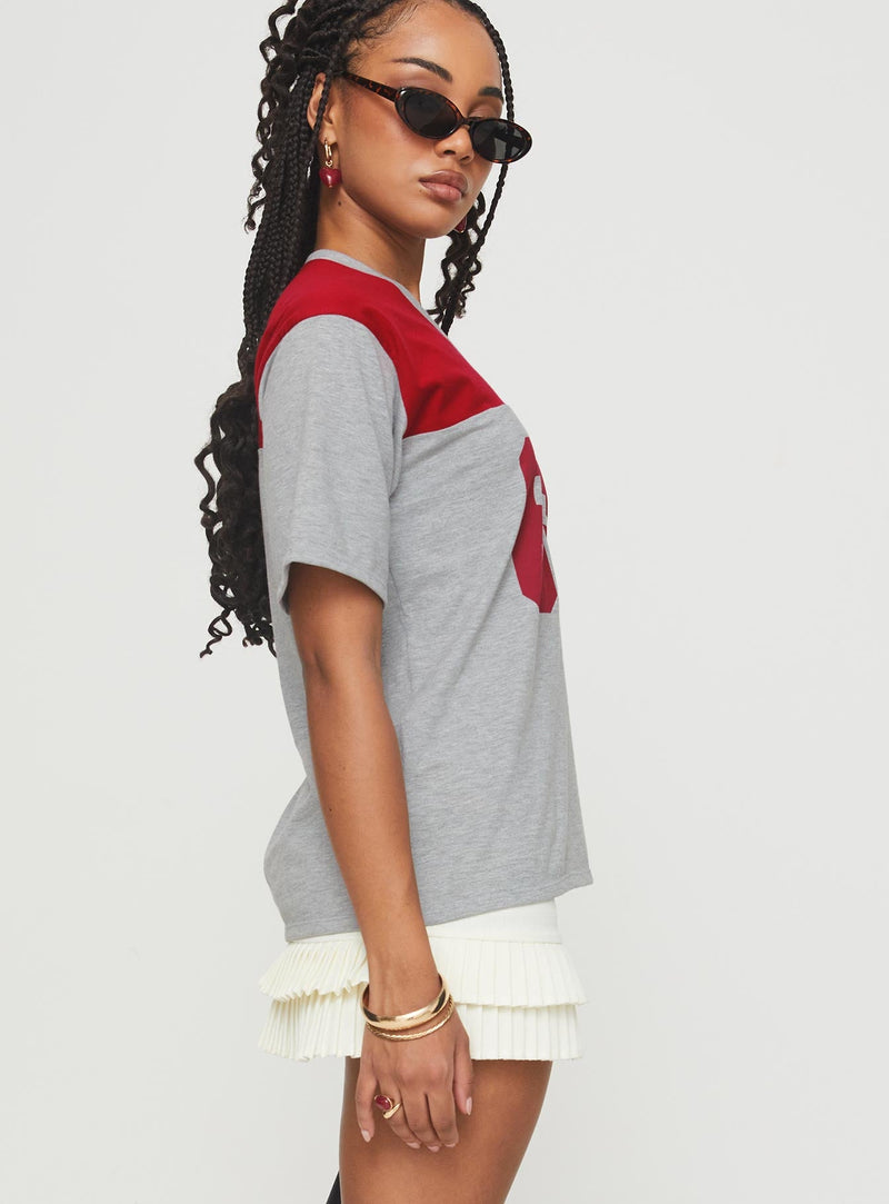 Balap Top Grey Marle / Red
