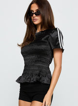 Wildrose Shirred Top Black