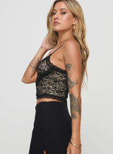 Know Names Lace Top Black