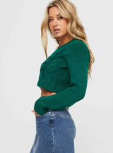 Crate Cable Knit Cardigan Green