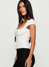 Santa Cruz Zip Through Top White Pinstripe