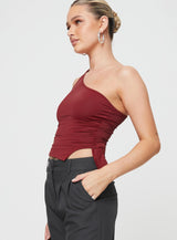 Liotta One Shoulder Top Burgundy