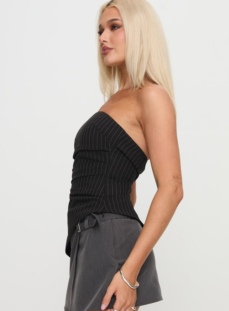 Per Usual Strapless Top Black